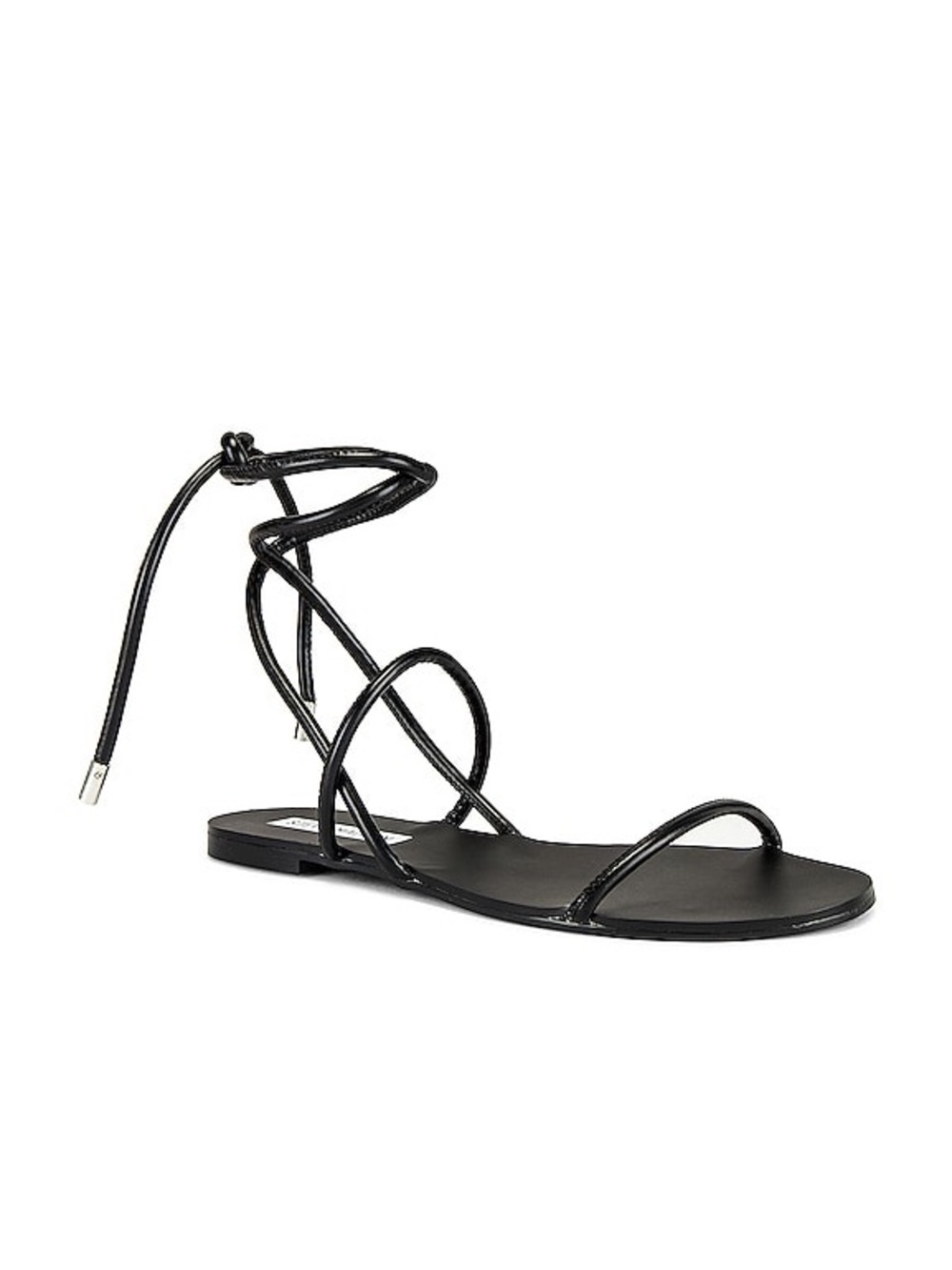 New Steve Madden Twirl Vegan LeatherBlack Lace-Up Strappy Flat Sandals